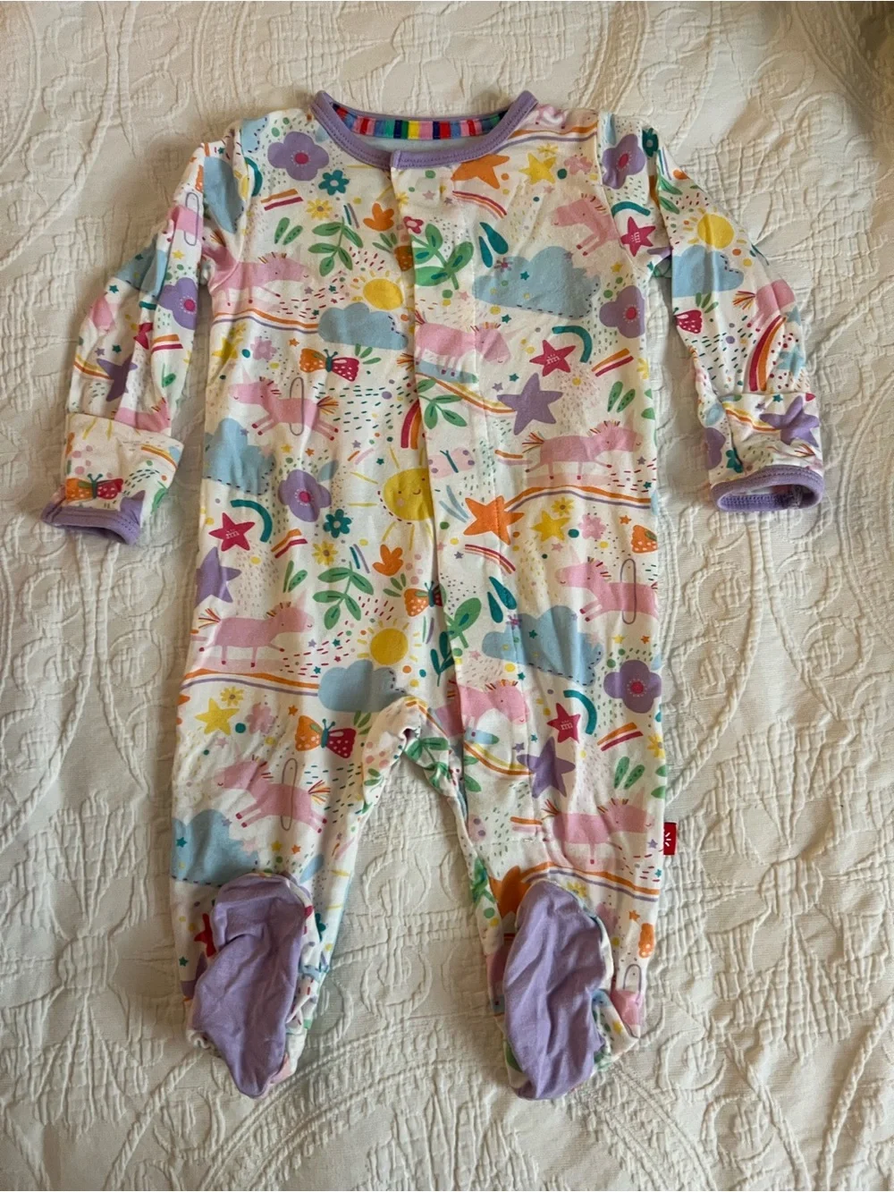 Magnetic Me Unicorn & Rainbow One-Piece Sleeper in Pastel Multi 0-3 Months